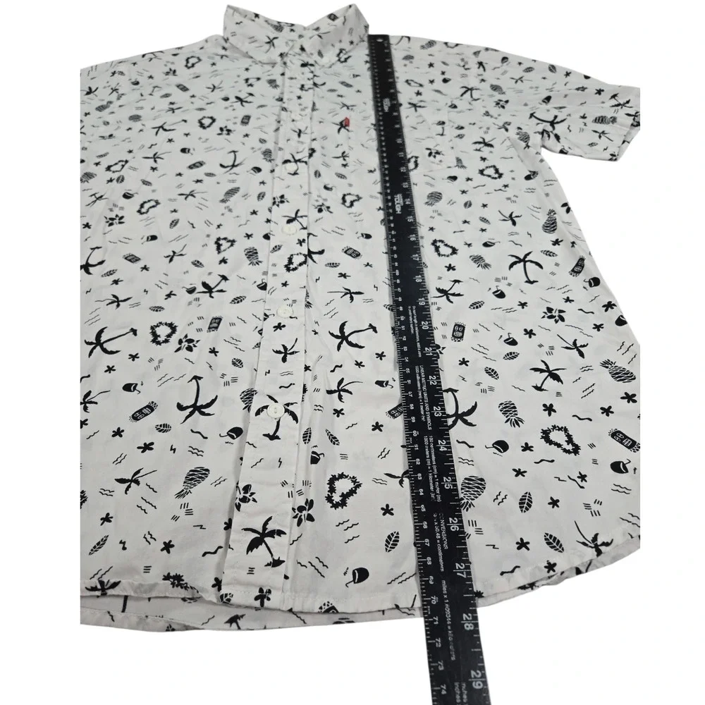 Levi's Men Medium Black White Tiki Resort Hawaiian Tropical Print Short Sleeve